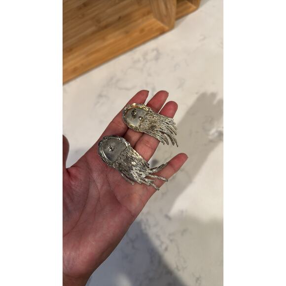 Vintage silver tone black faux stone dangle earrings western glam NFR Rodeo - Picture 5 of 5